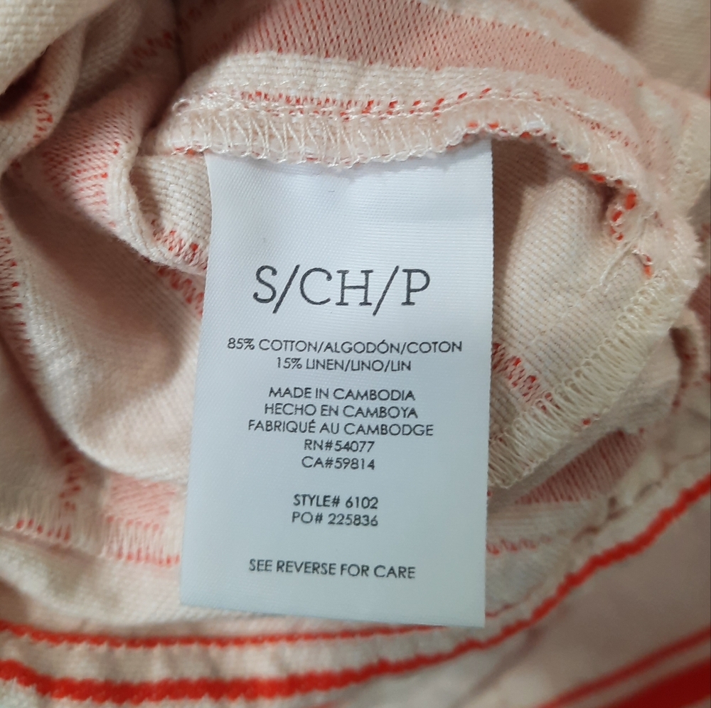 Cabi Brunch Tank Top Sleeveless Cotton Linen Cream Orange Stripe Womens Size S - Picture 7 of 13